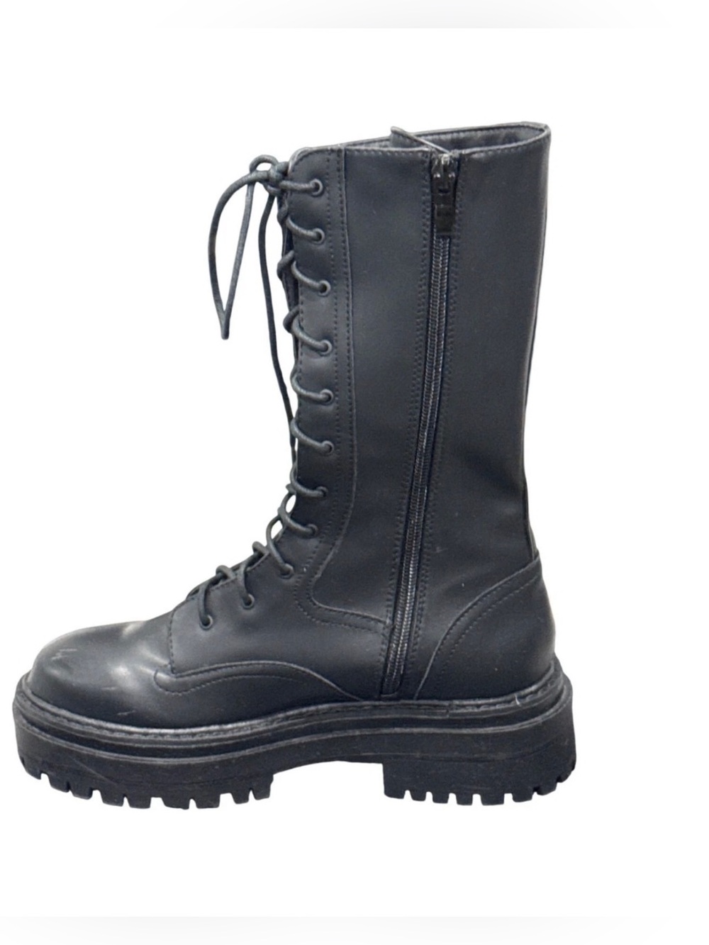 Black Platform Lace-Up Combat Boots